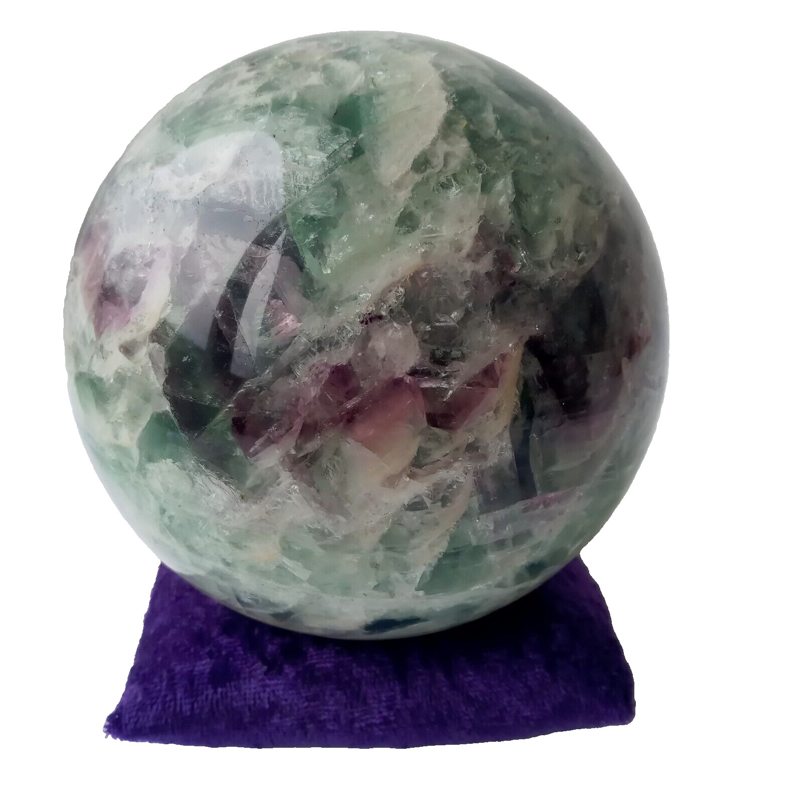 5 lb 14 oz Large Purple Green Fluorite Crystal Ball Healing Spiritual Cleansing