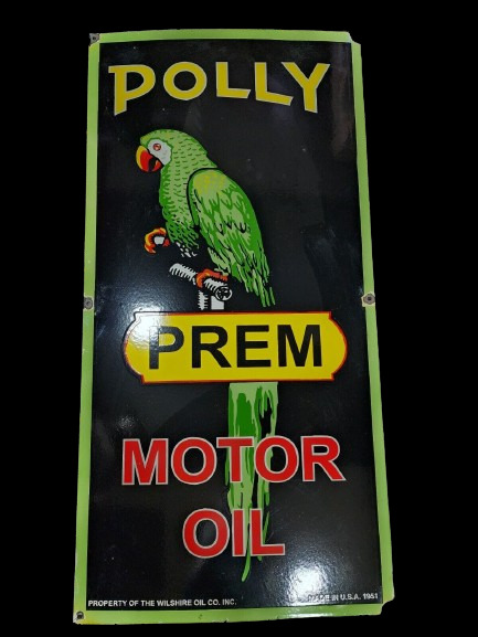 PORCELAIN POLLY PREM ENAMEL SIGN 42 INCHES DIE CUT DOUBLE SIDED