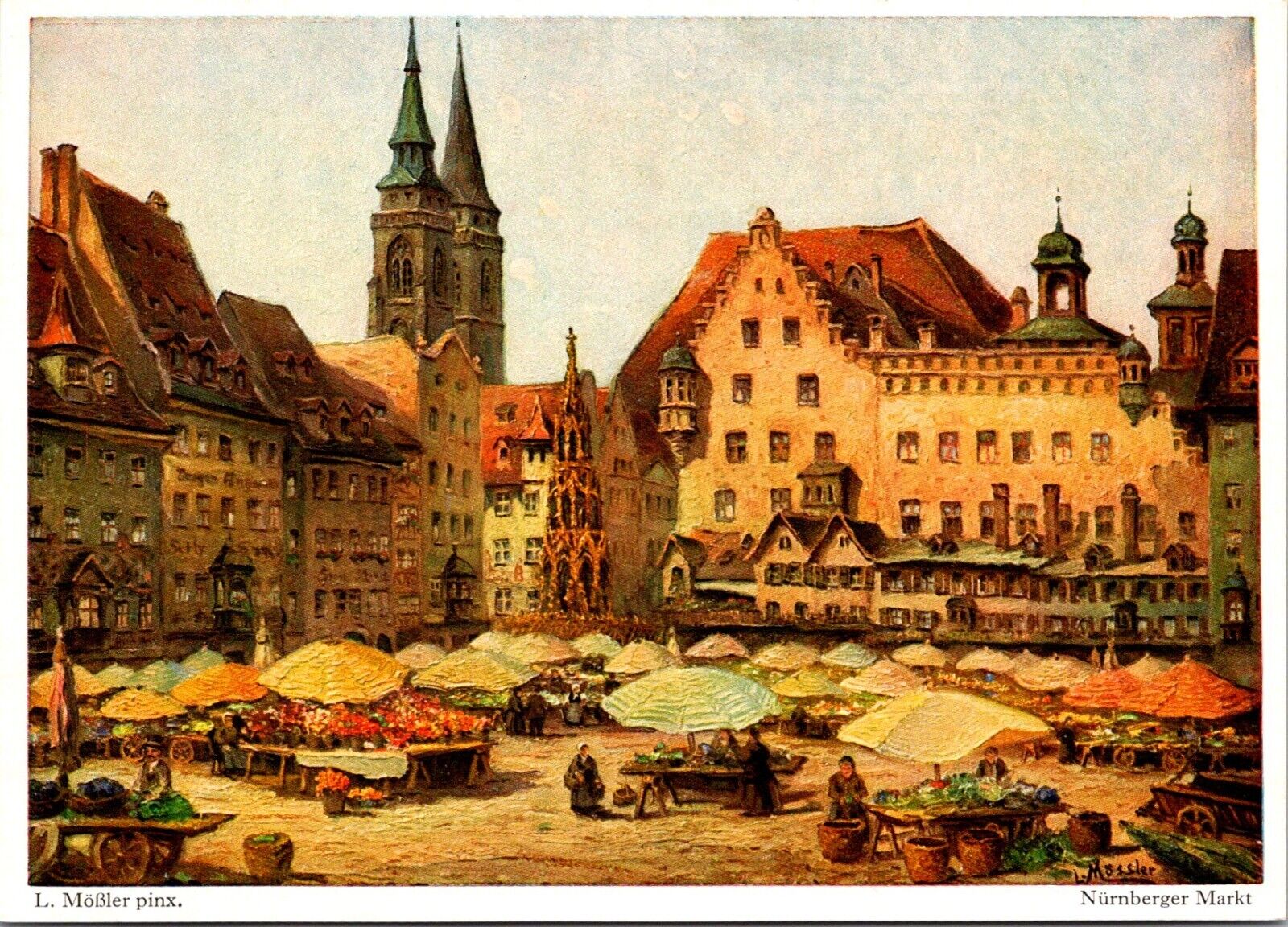 VTG Alt Nuernberg Market  Vintage postcard Germany, YA301