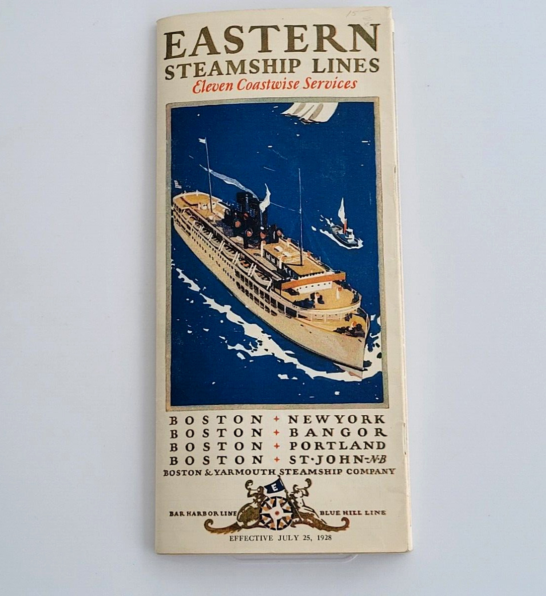 VINTAGE c 1928 EASTERN STEAMSHIP LINES 31-PAGE FOLD OUT ADVERTISING BROCHURE VG+