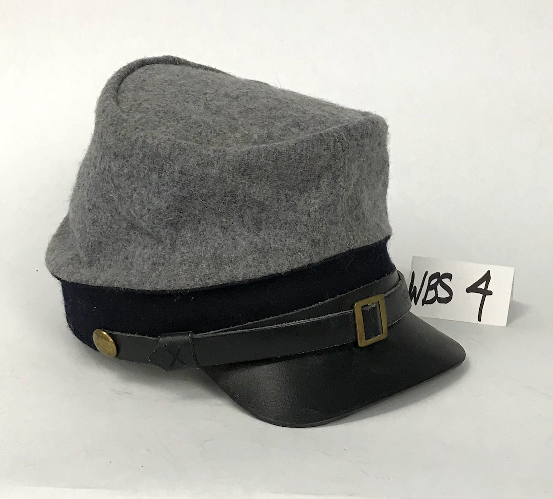 Confederate Civil War Kepi of Grey Wool with Black Band - Size Small