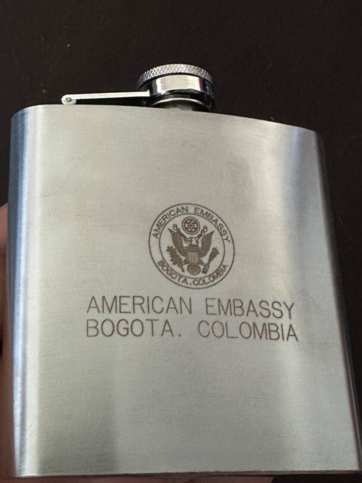 AWESOME AND RARE US EMBASSY BOGOTA COLOMBIA ALCOHOL FLASK