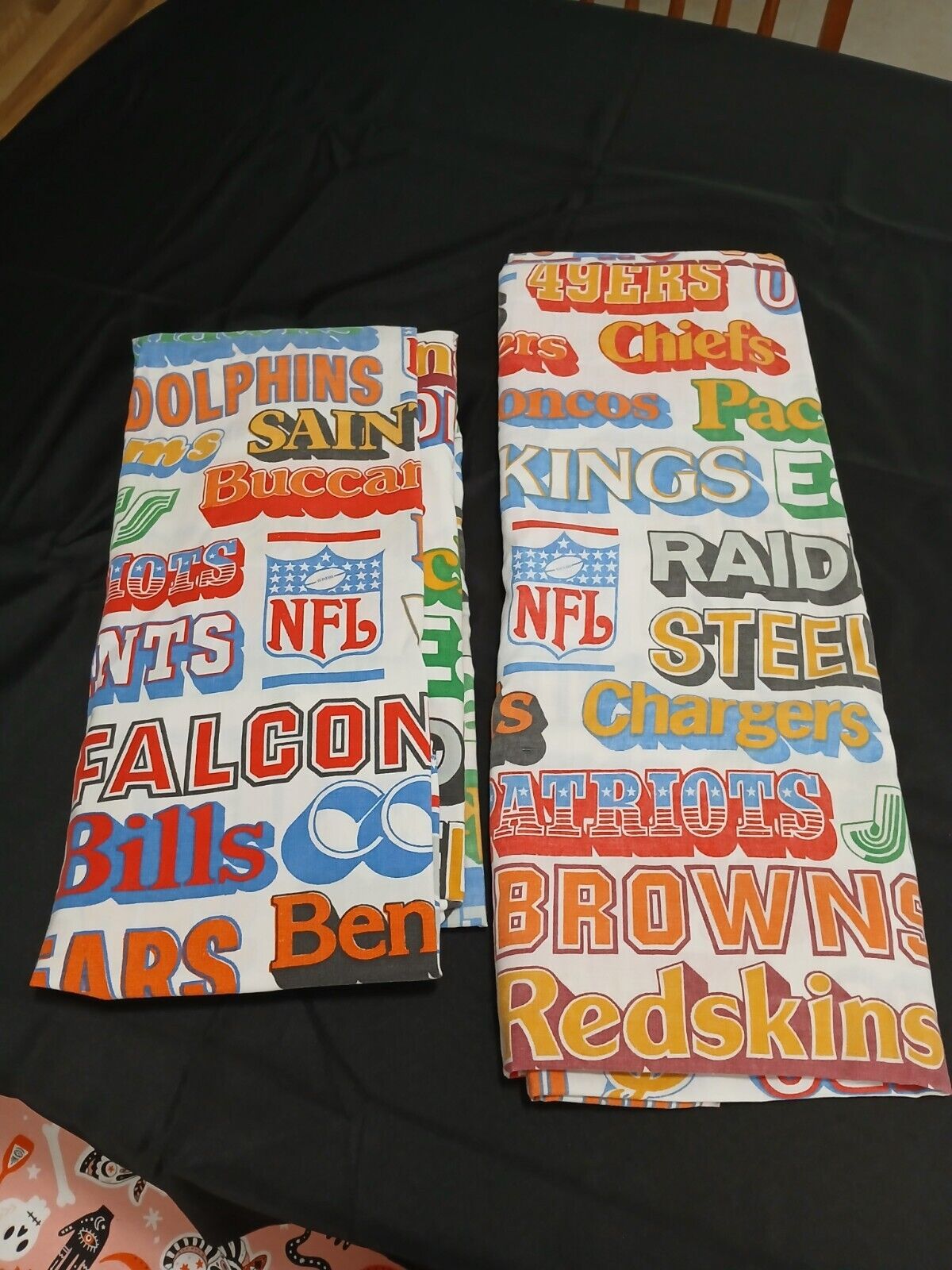 VTG NFL Teams Top Flat Bed Sheets Pillow Covers and Fitted Sheets Craft Fabric