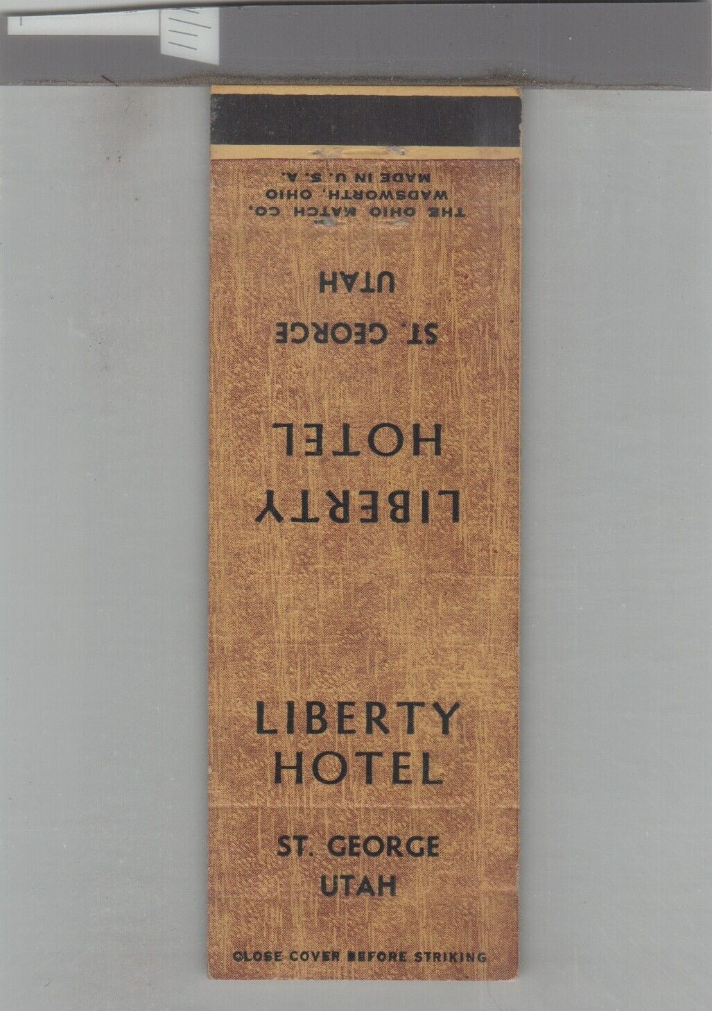 Matchbook Cover Liberty Hotel St. George, UT