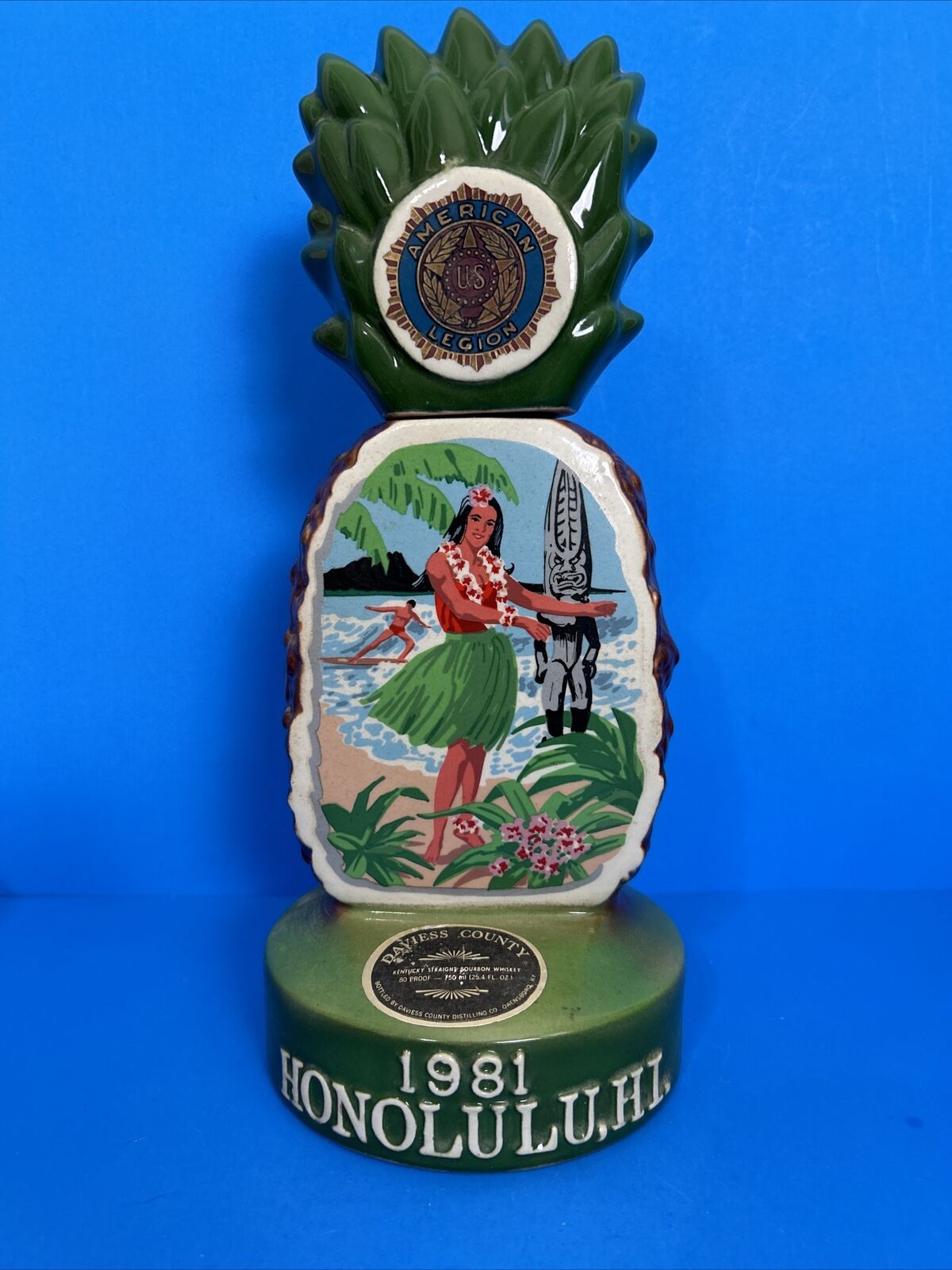 1981 American Legion Honolulu Hawaii Whiskey Decanter
