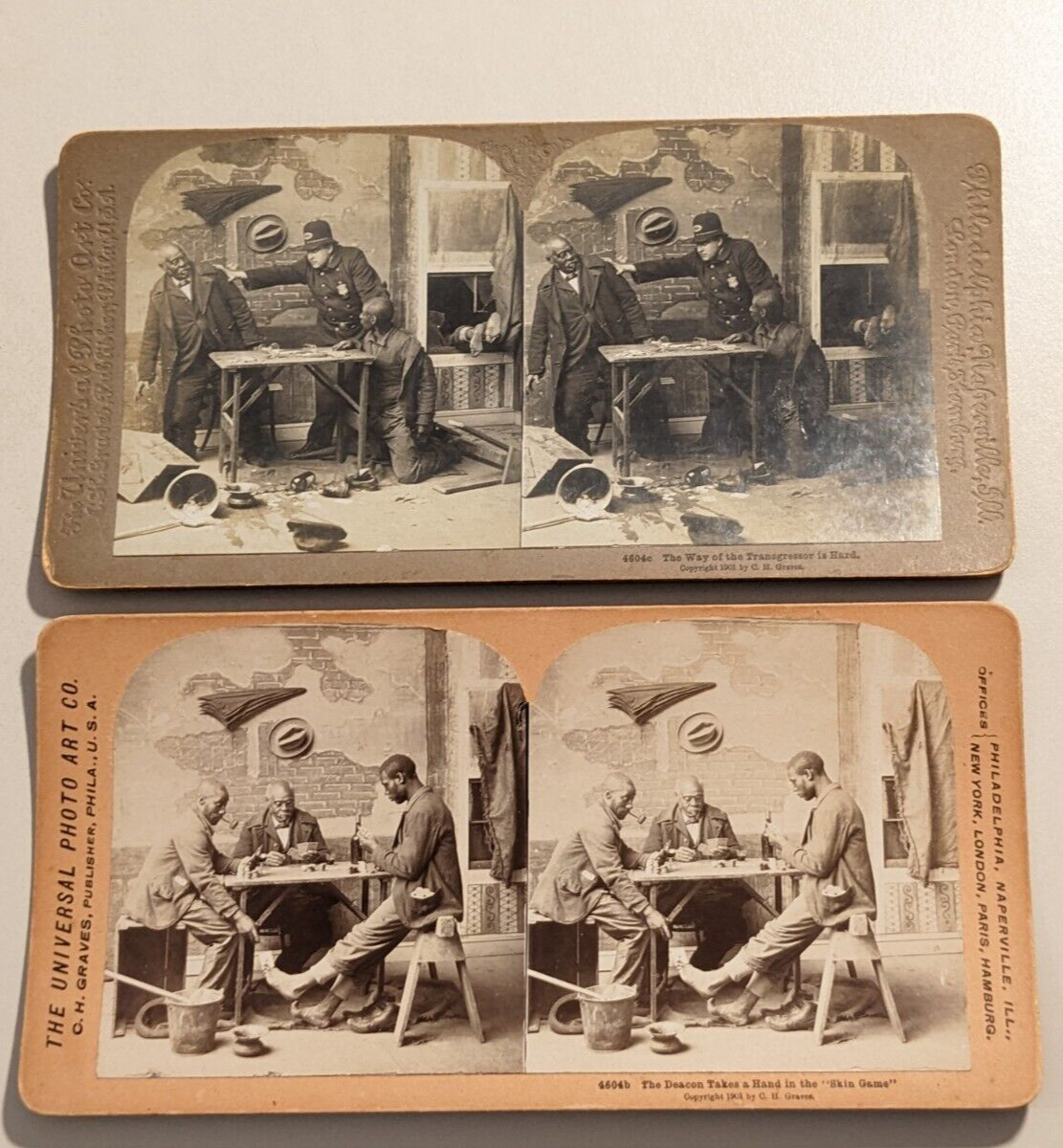 African American Black Stereoview Photo Deacon Poker Game