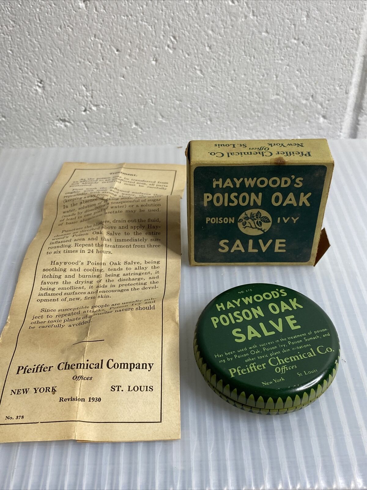 Vintage 1923 Medical Medicine Pc Haywood Poison Oak Salve Pfeifer Chemical Co NY