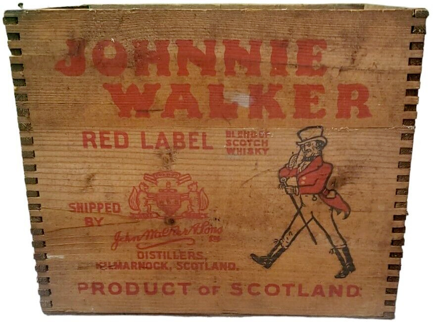 Johnnie Walker Whiskey Box Joint Wooden Box 12 Bottles Whisky VTG 1958 Decor