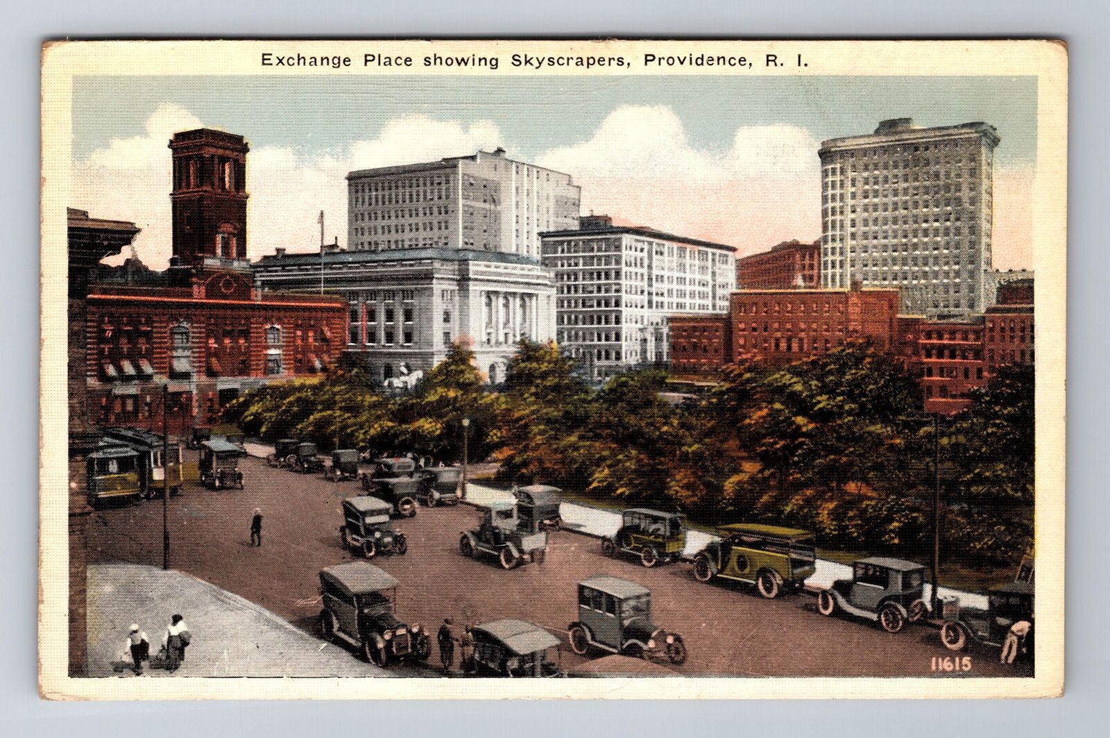 Providence RI-Rhode Island, Exchange Place, Skyscrapers Antique Vintage Postcard