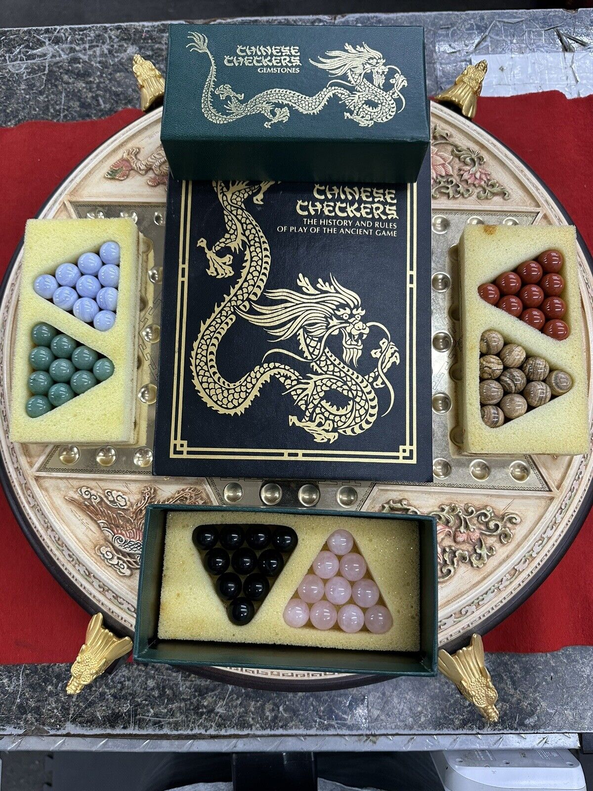 FRANKLIN MINT CHINESE CHECKERS FULL SET W/ Marbles And COA VERY NICE