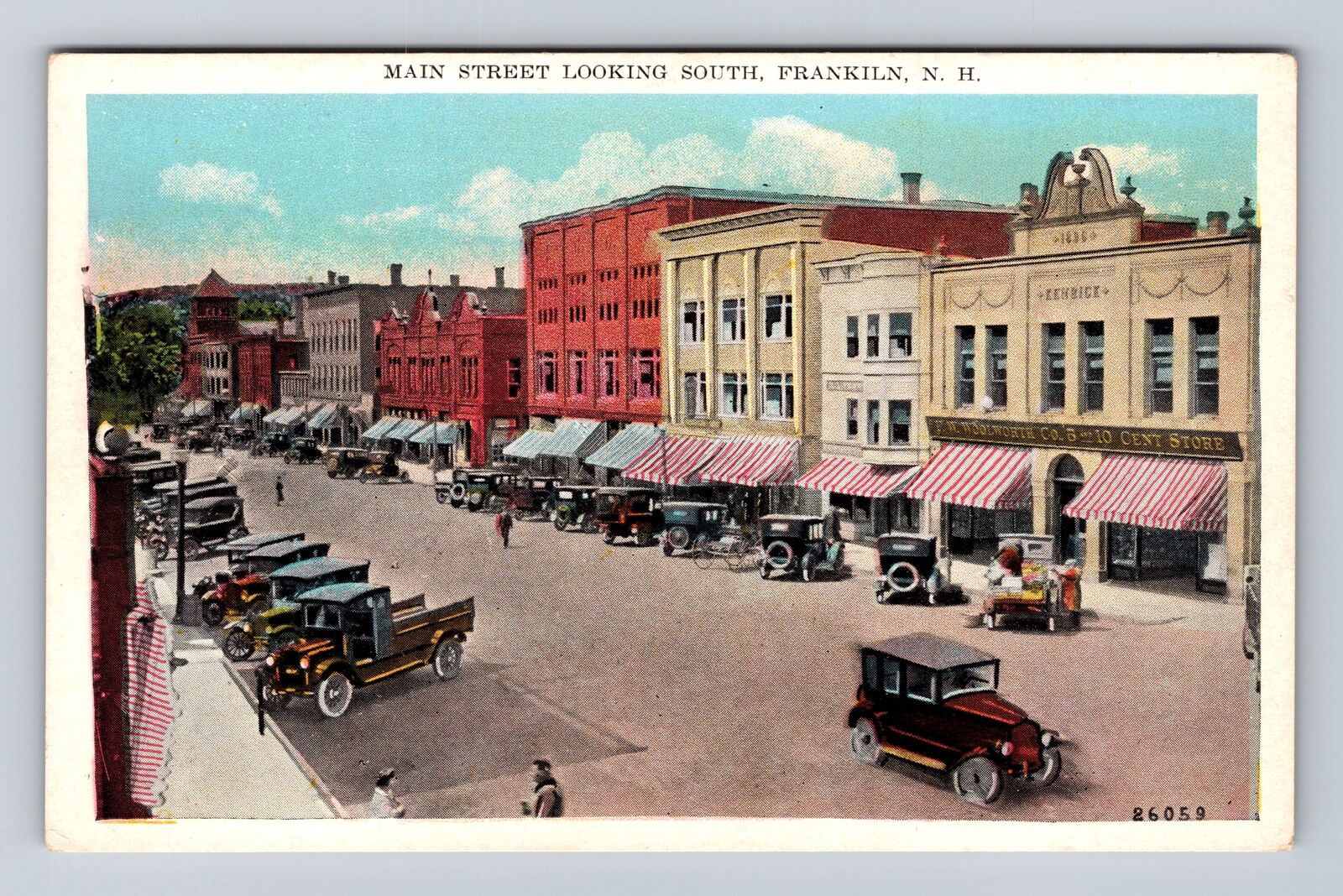 Franklin NH-New Hampshire, Main Street Looking North, Vintage Souvenir Postcard