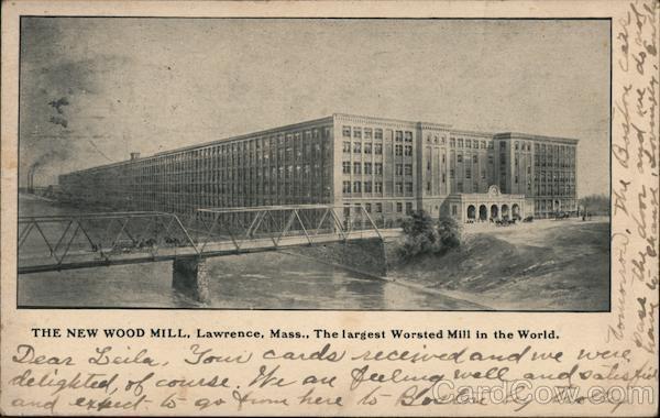 1906 Lawrence,MA The New Wood Mill,The Largest Worsted Mill in the World Vintage