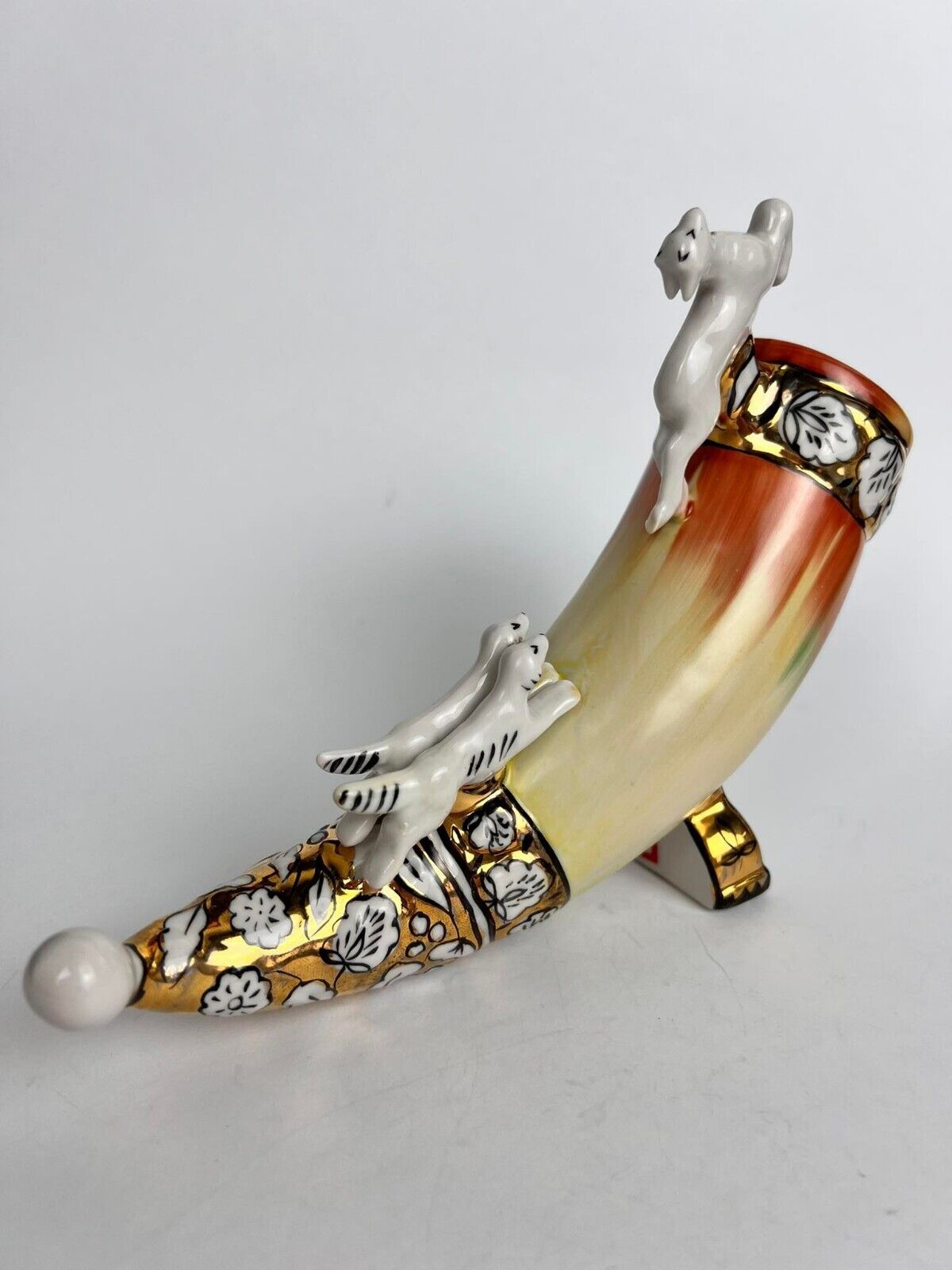  Horn Hunting Figure Vintage Handmade Porcelain Ussr Ukraine Decor Collectibles