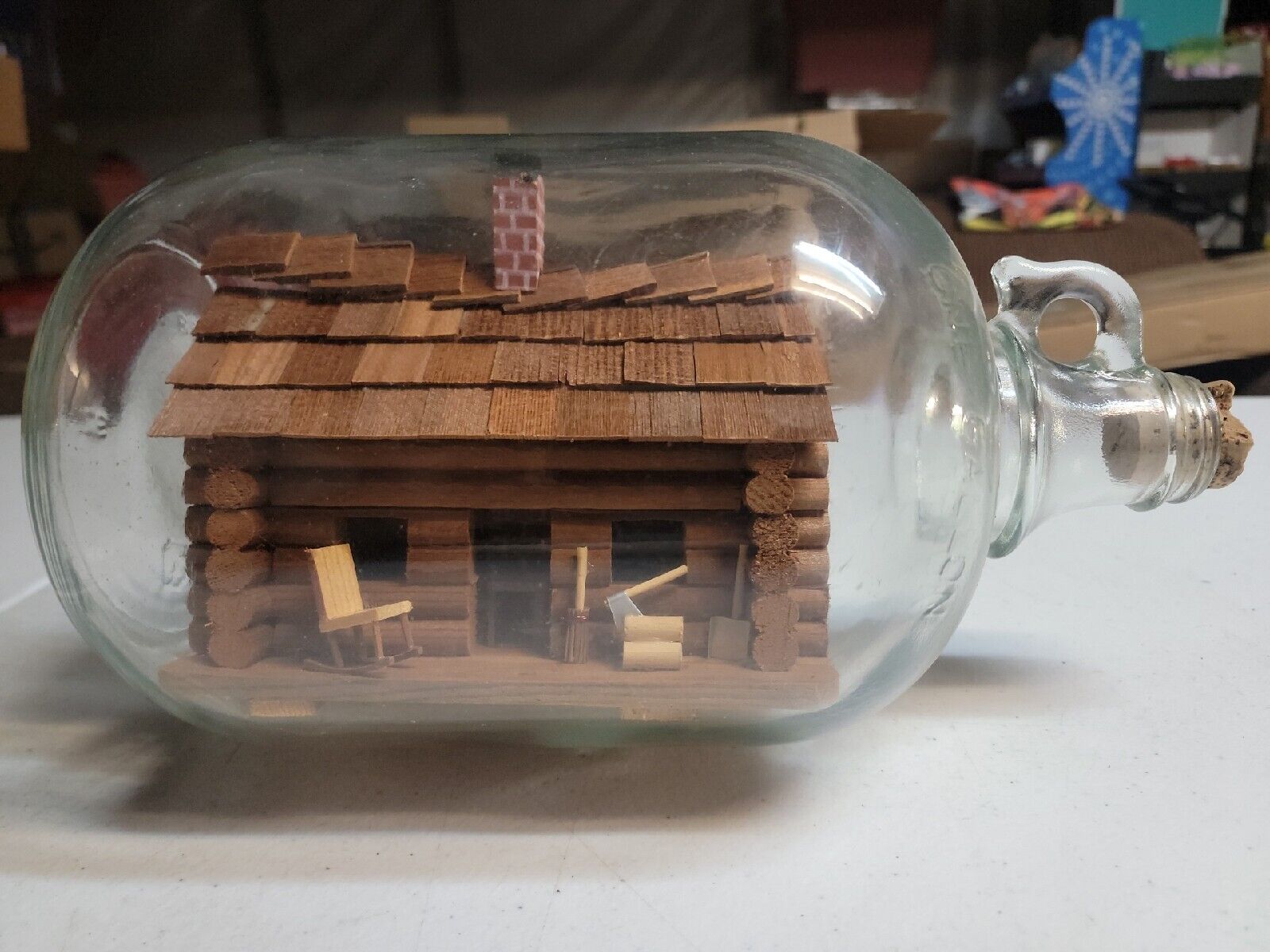 Vintage Cabin In A One Gallon Glass Jug