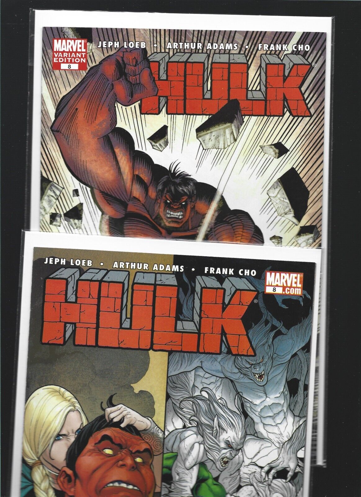 Hulk #8 both Regular + Variant covers Jeph Loeb Red Hulk