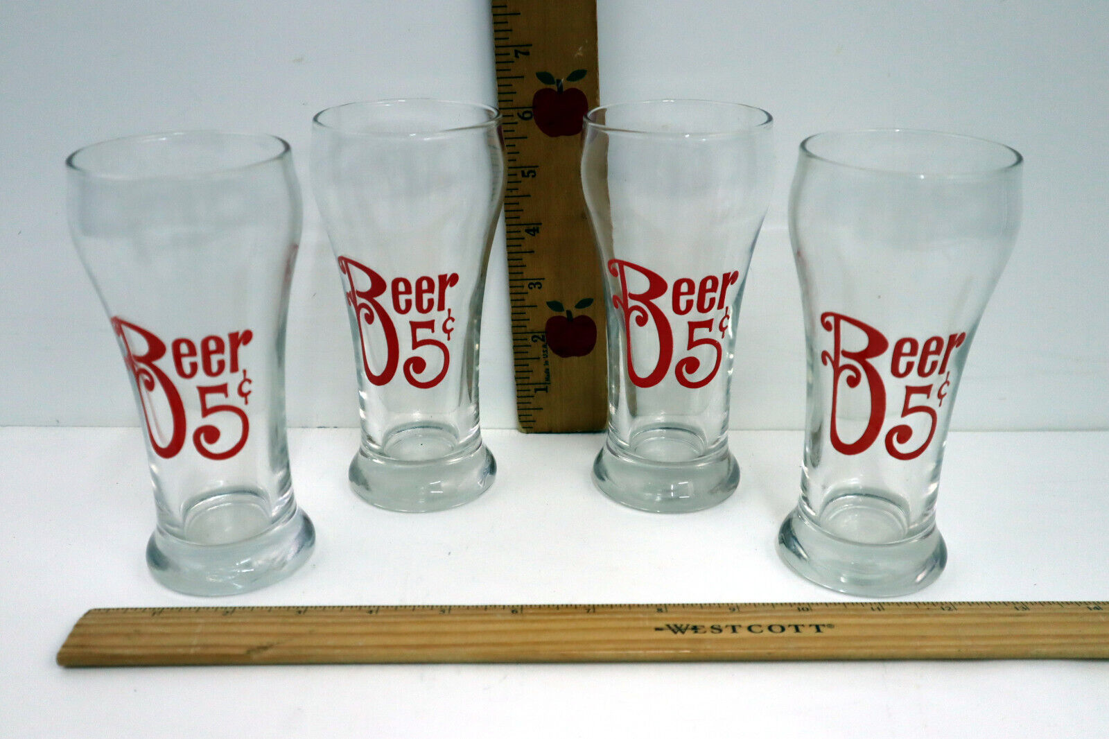 Vintage Set of 4 Beer Bar Glasses Pilsner 7\
