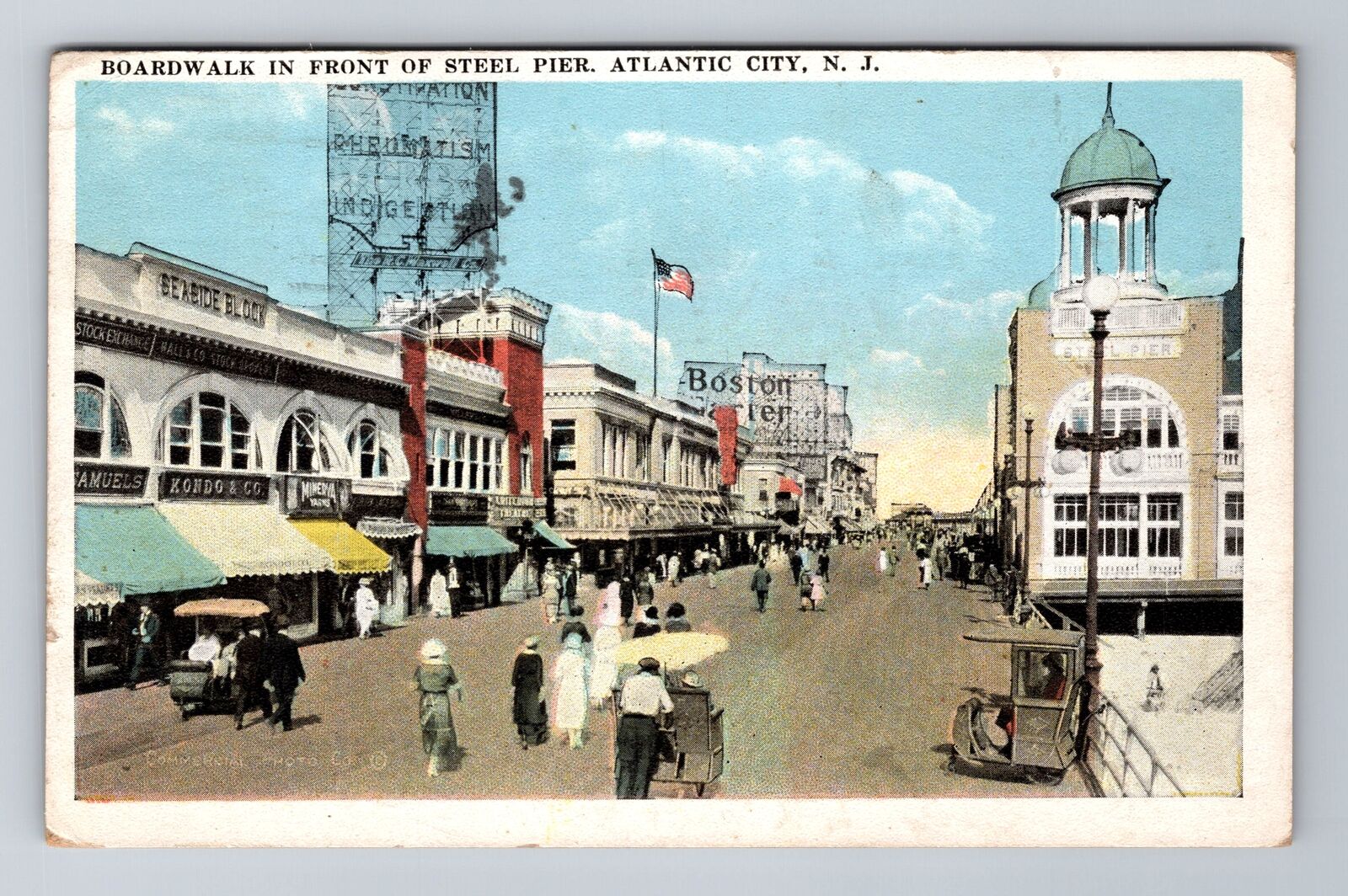 Atlantic City NJ-New Jersey Boardwalk Front Steel Pier Vintage c1923 Postcard