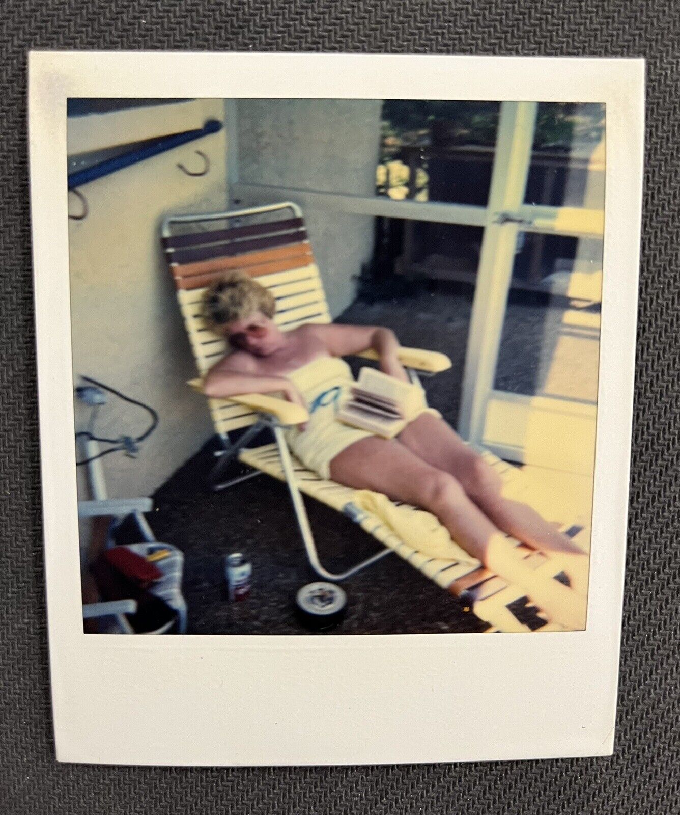 FOUND VINTAGE PHOTO PICTURE Polaroid Woman Fell Asleep Reading A Book
