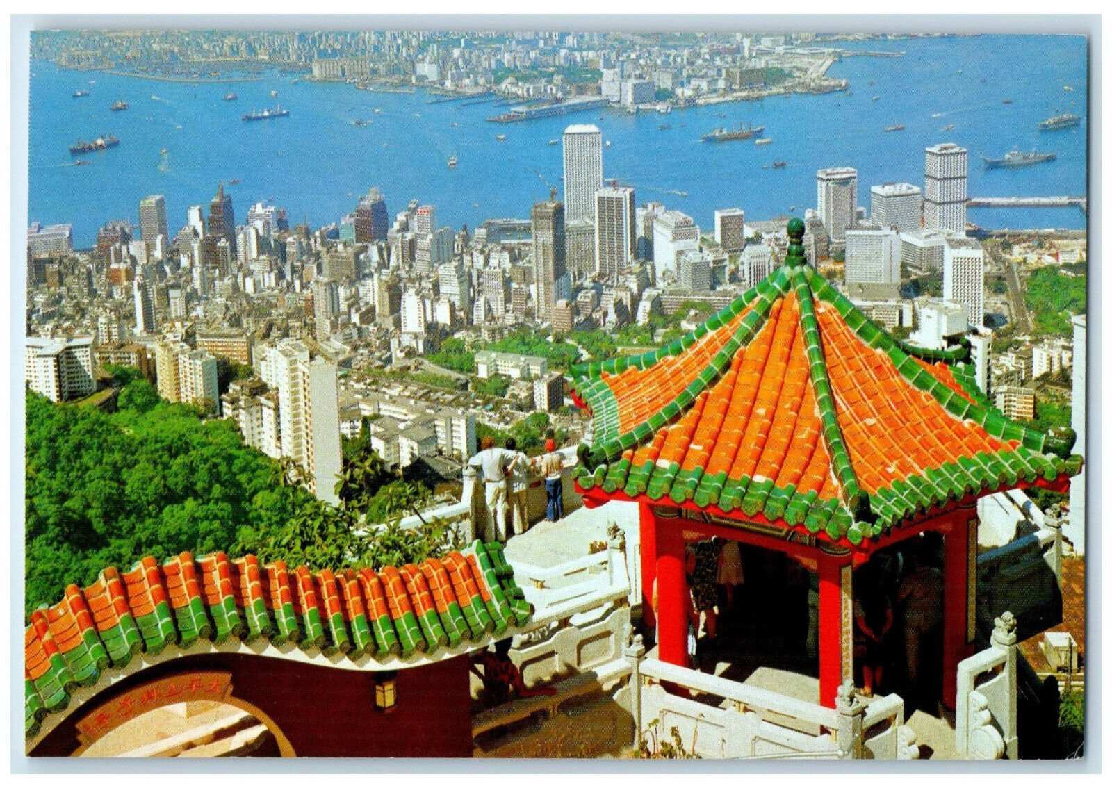 c1960's Hong Kong & Kowloon from the Peak Vintage Unposted Postcard