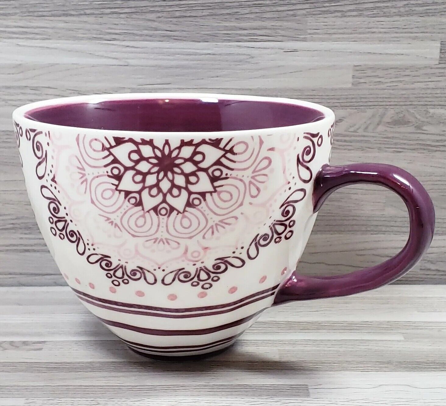 Potter\'s Studio Purple & White Floral 12 oz. Coffee Mug Cup