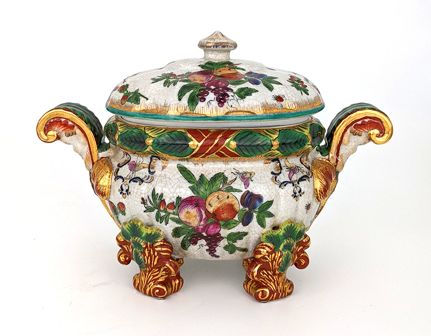 Antique United Wilson Double Handled Lidded Tureen - Chinoiserie