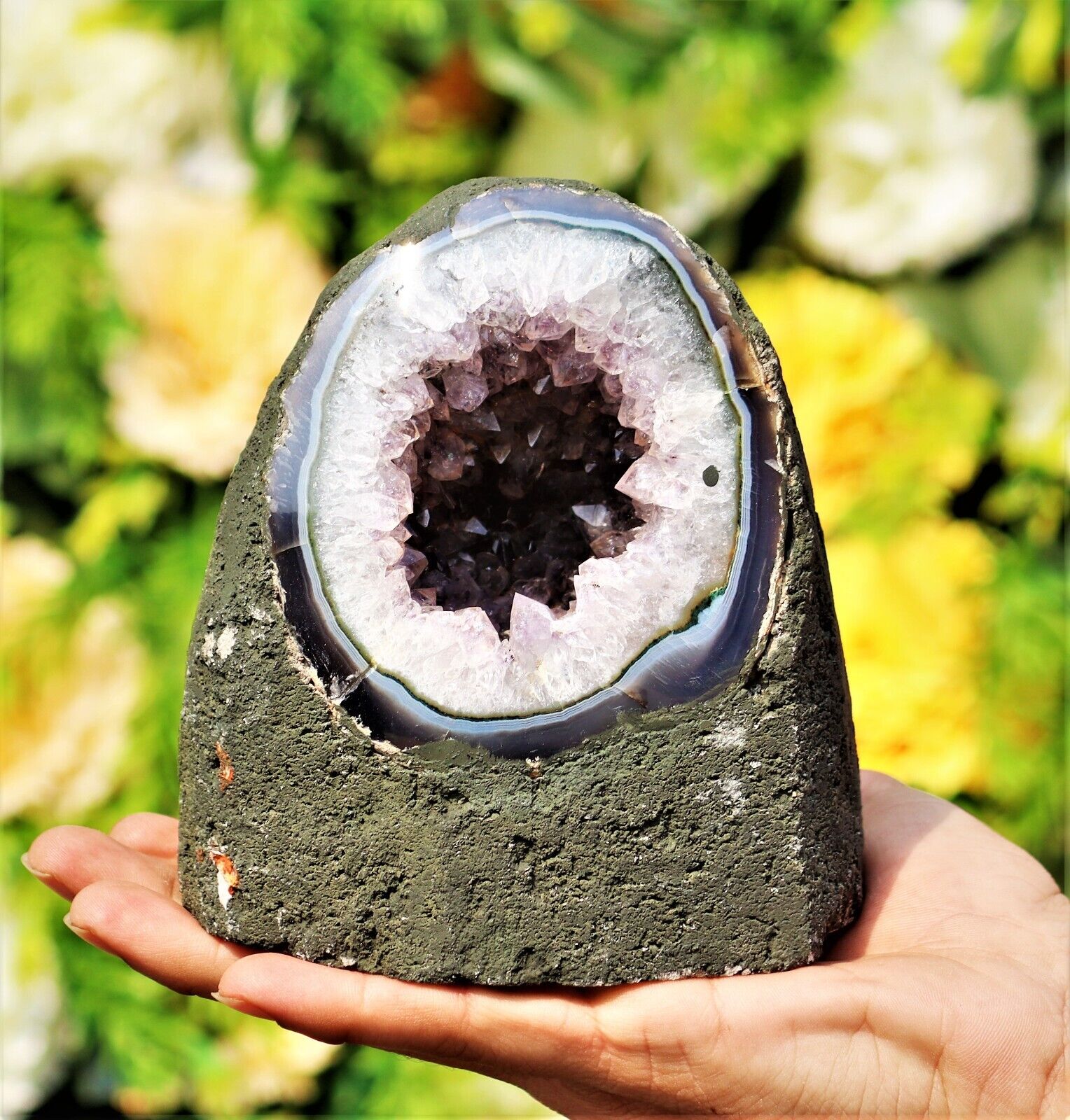 Small 130MM Natural Blue Amethyst Quartz Angel Geode Stone Cave Cluster
