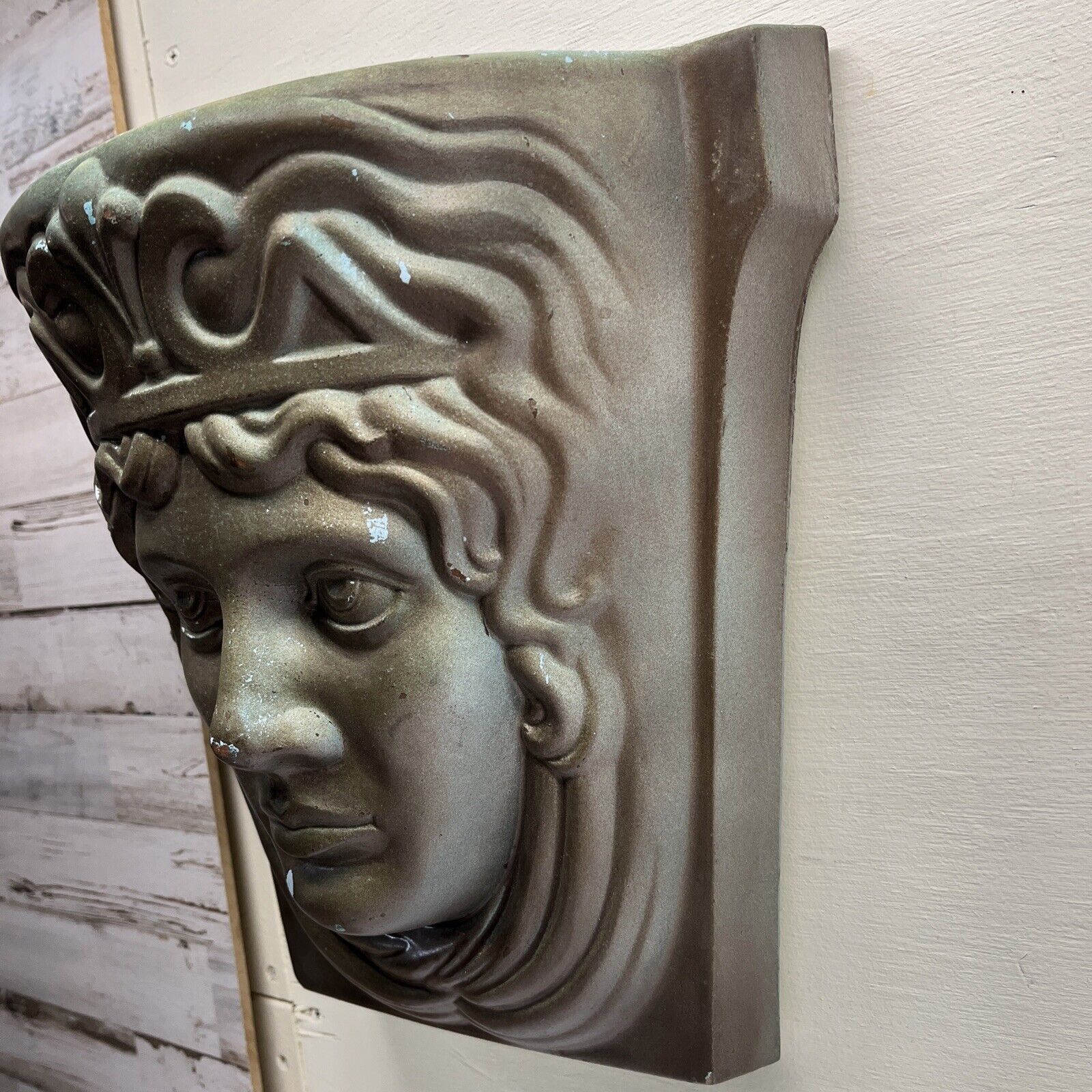 Vintage Goddess Face Planter Outdoor Pot Wall Mounted 1995 Plastic