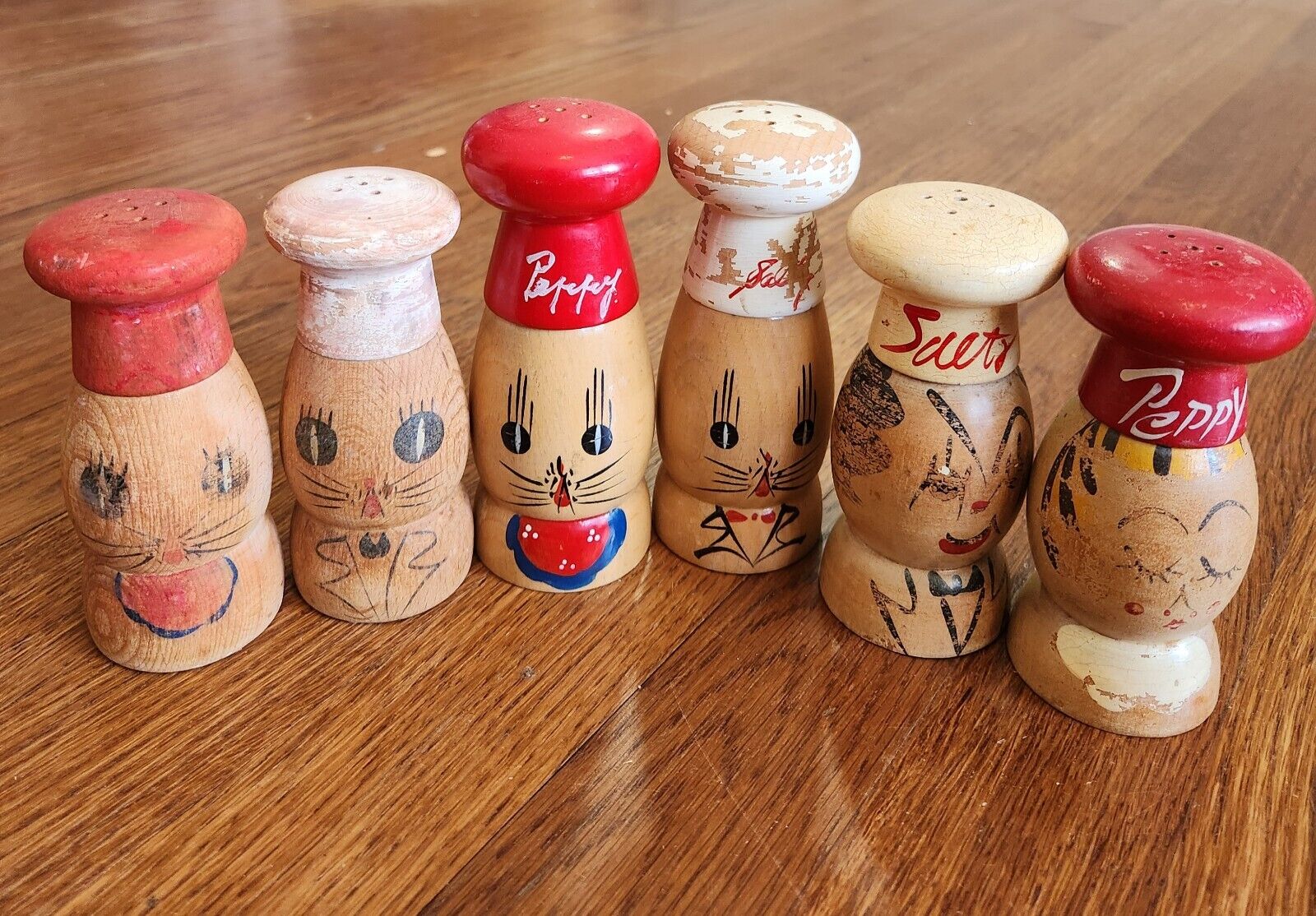 Salty And Peppy Vintage Wooden Salt And Pepper Shakers Lot Japan