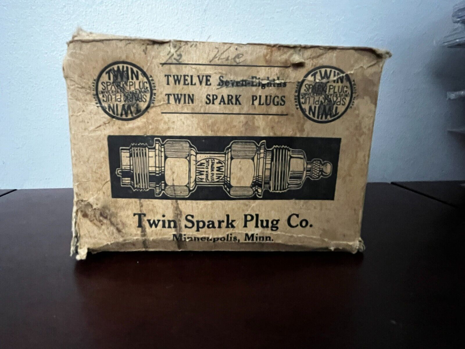 antique twin spark plug co Minneapolis MN Display Box *ONLY* No spark plugs