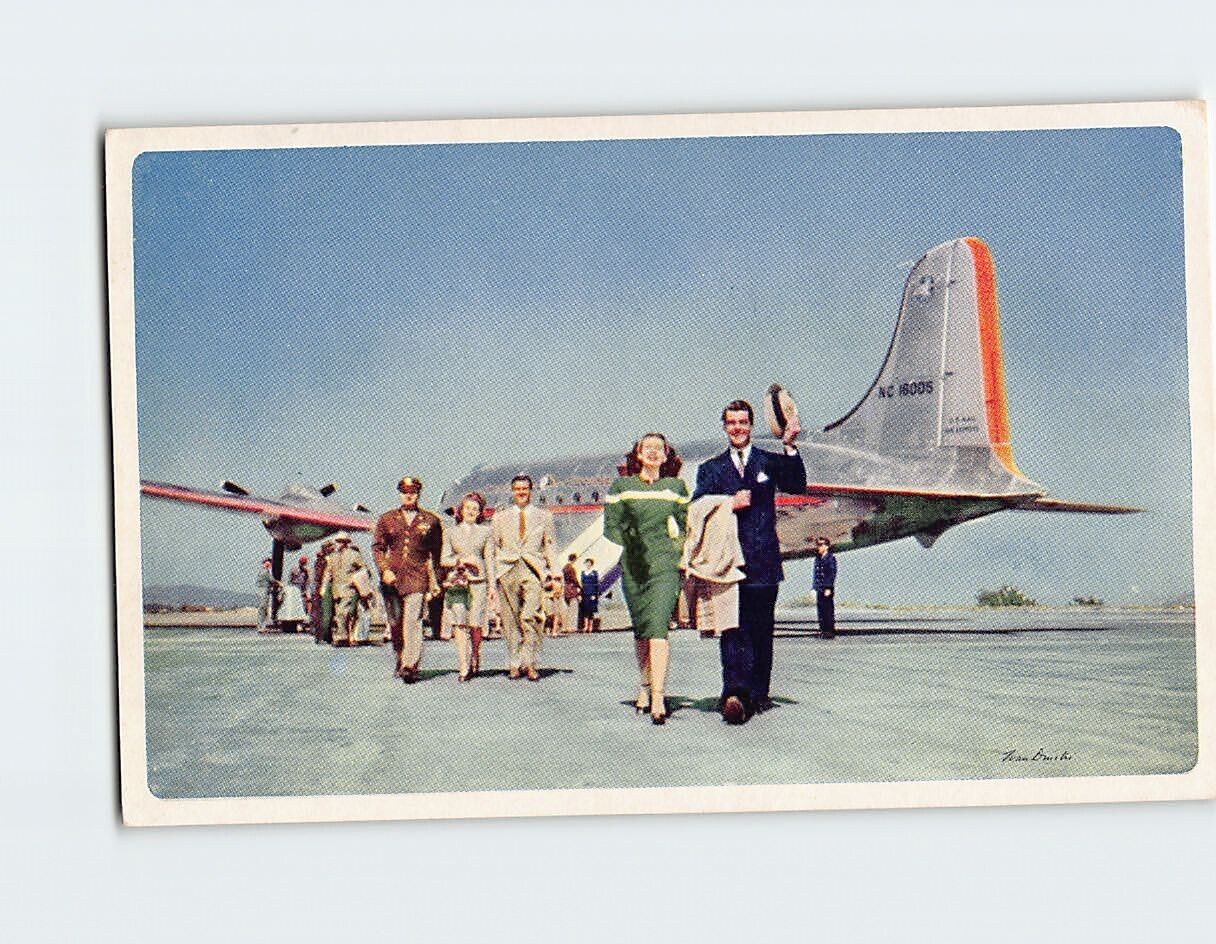 Postcard American Airlines Aircraft & Staff
