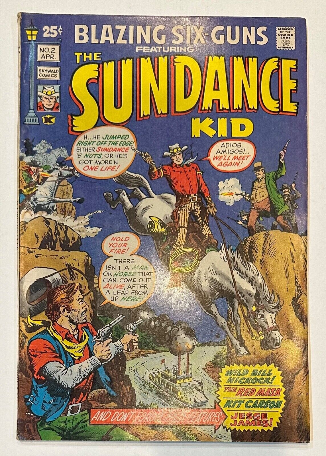 (1971) Skywald Comics Blazing Six Guns #2 Sundance Kid Kit Carson Red Mask