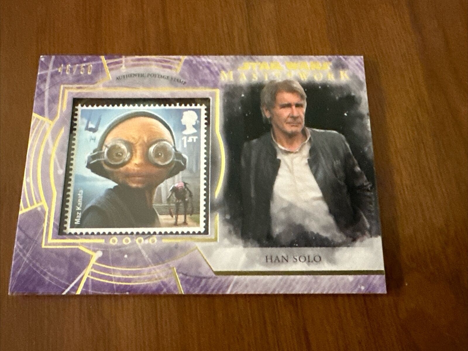 2018 Topps Star Wars Masterwork Stamp Relic 46/50 Maz Kanata\'s Castle Han Solo