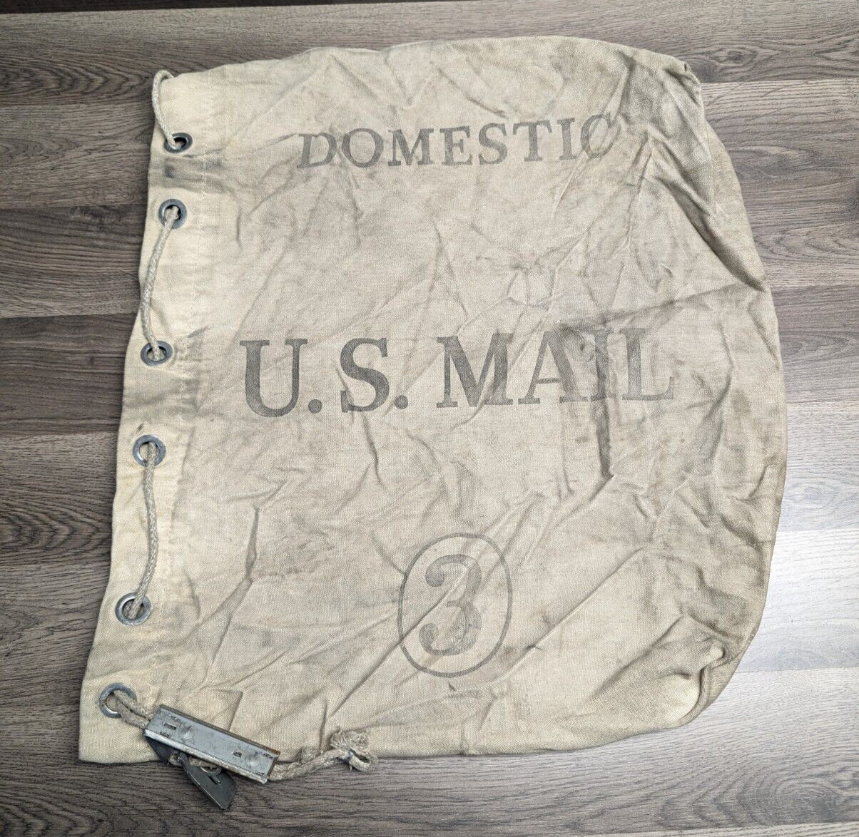 US MAIL USPS Postal Vintage Domestic #3 U.S. Canvas Mail Bag 7 Pounds Drawstring
