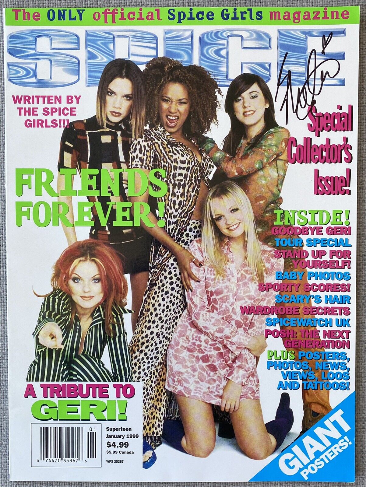 Sporty Spice Melanie C Signed IP Official Spice Girls Magazine - RARE, Authentic
