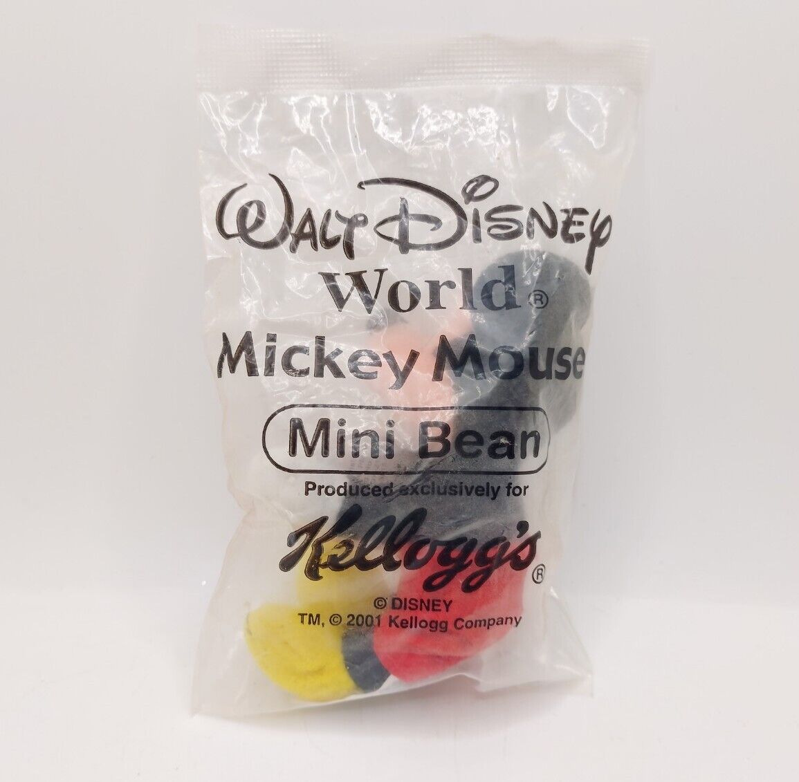 Vtg 2001 Mickey Mouse Mini Bean Walt Disney World Kellogg's NEW SEALED