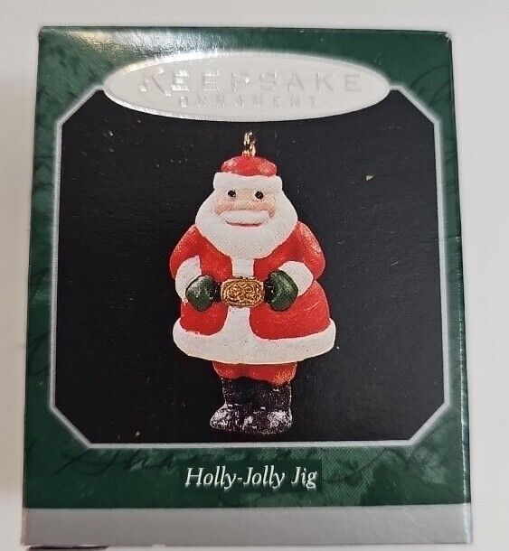 Vtg 1998 Hallmark Keepsake Ornament Miniature Holly Jolly Jig Santa Buckle Z2