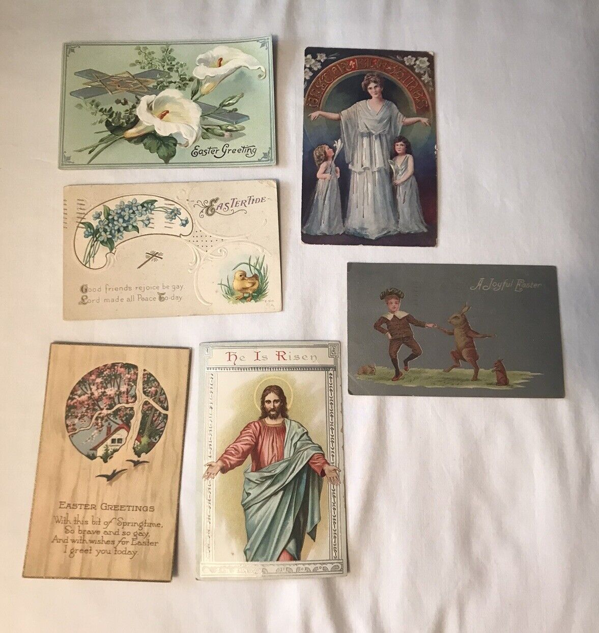 6 Antique Easter Postcard Lot - USA Saxony - Unposted & Posted 1910-1913