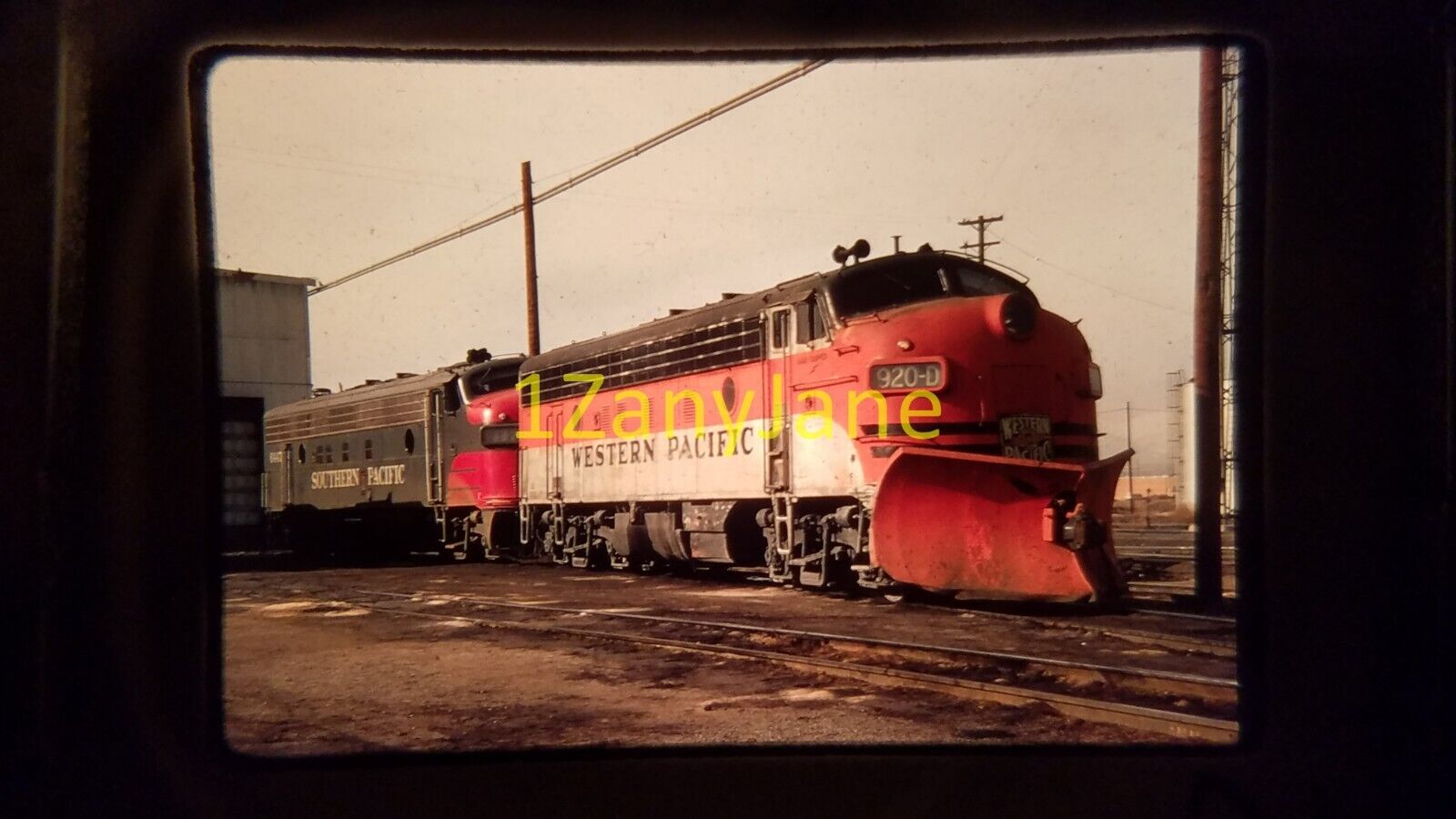 PK04 TRAIN ENGINE LOCOMOTIVE 35MM SLIDE WESTERN PACIFIC 920, SALT LAKE CITY 1971