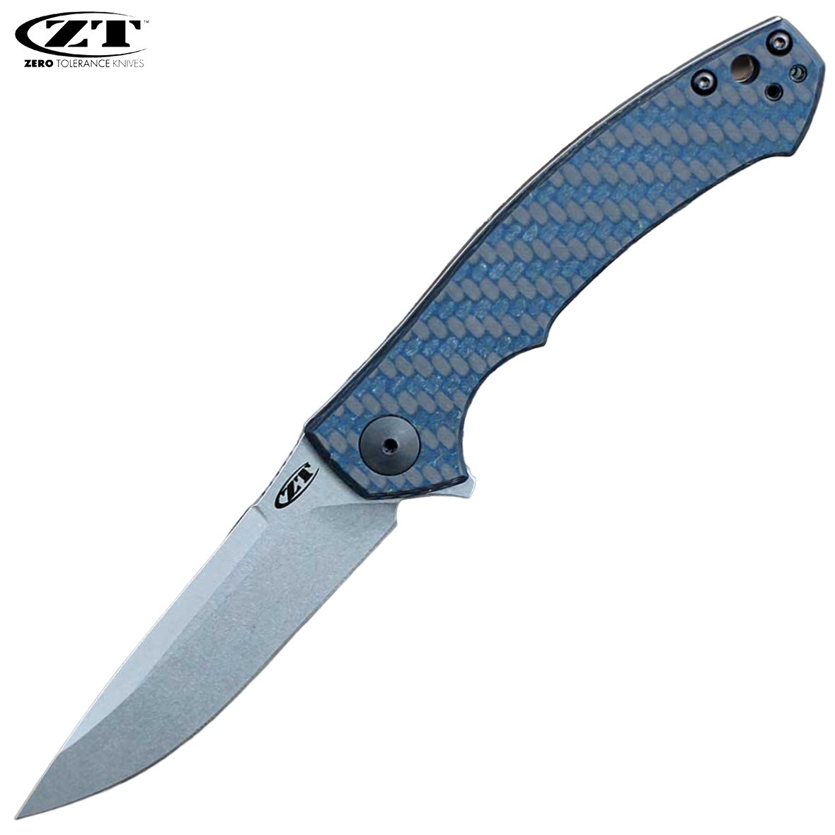 Zero Tolerance ZT 0450 MAGNACUT Blade Blue Carbon Fiber / Titanium ZT0450BLUCF