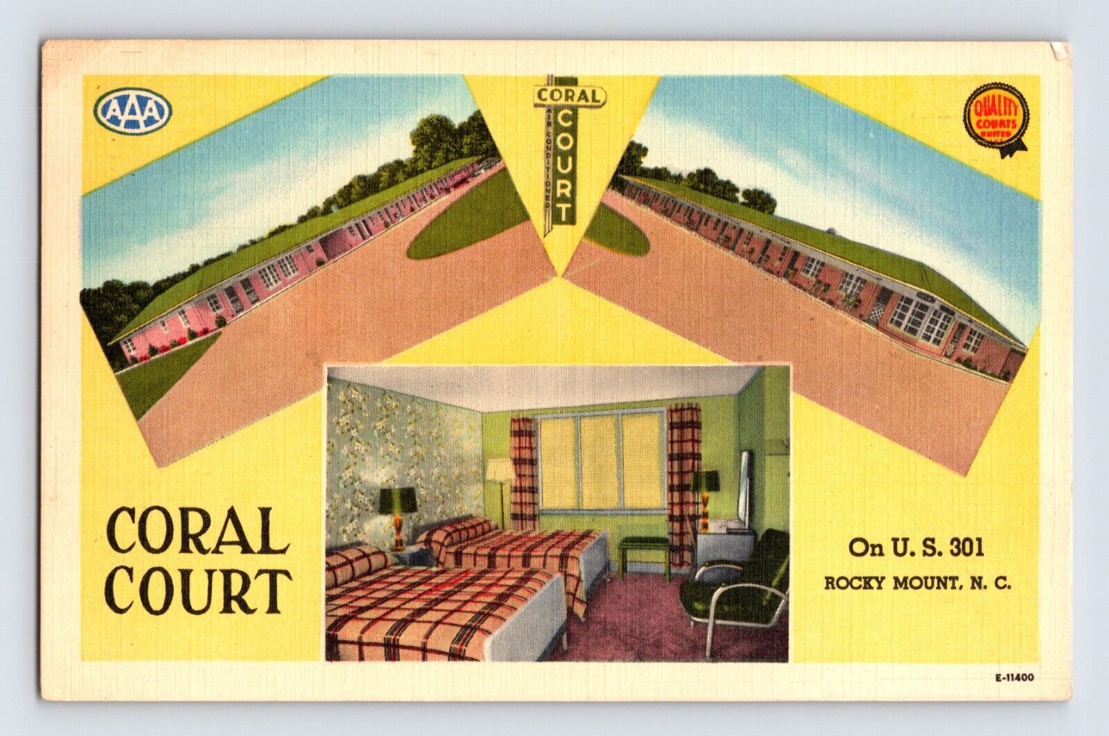 Postcard North Carolina Rocky Mount NC Coral Court Motel 1951 Posted Linen