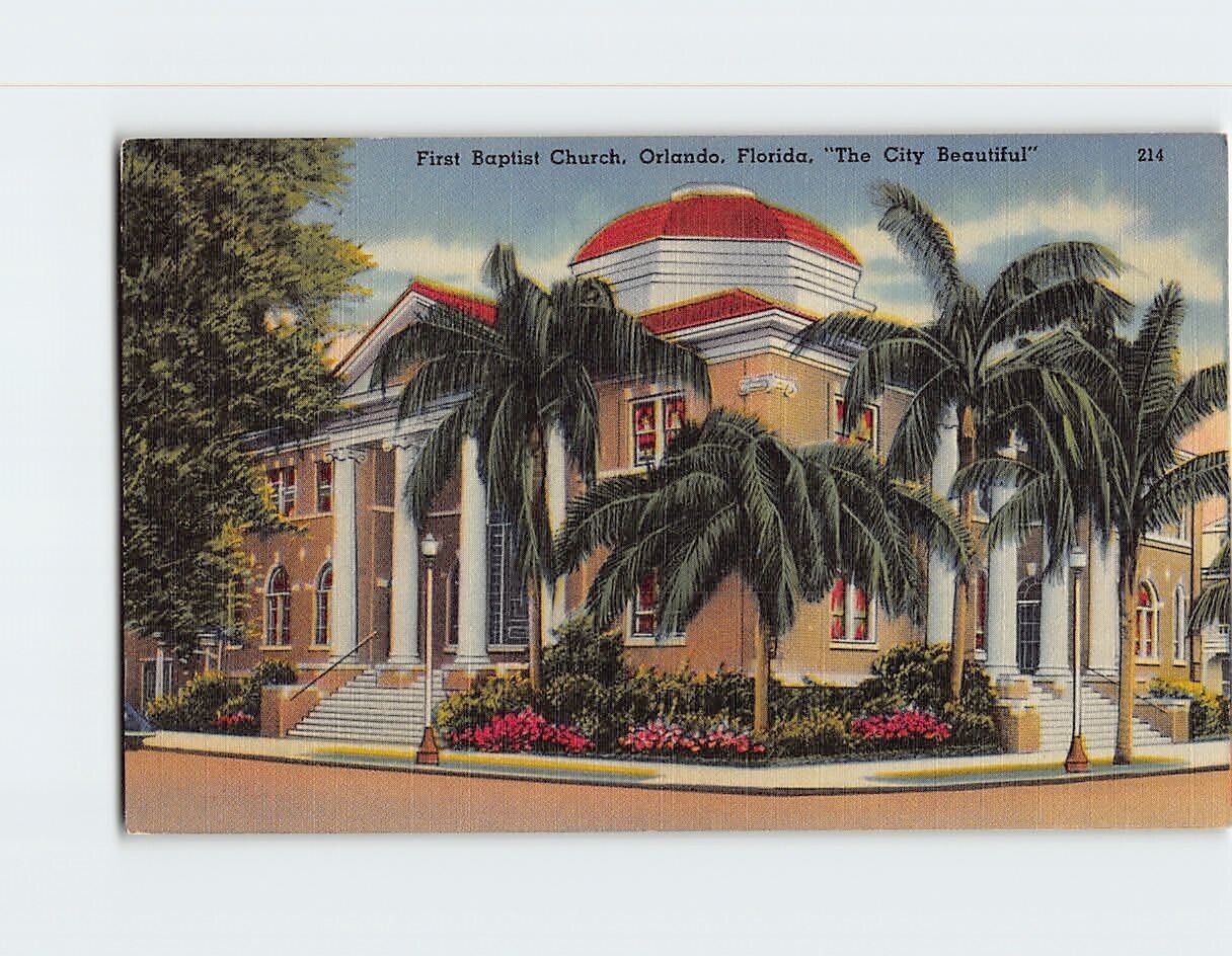 Postcard First Baptist Church Orlando Florida USA