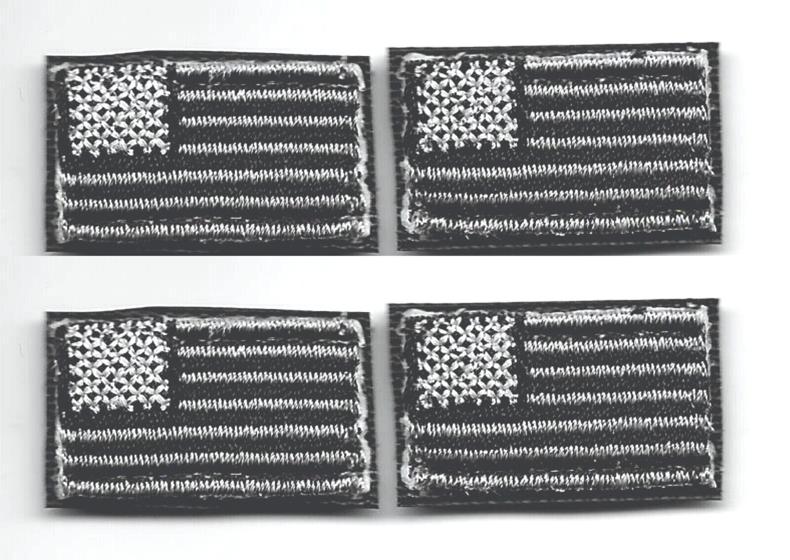 Tiny Grey United States Flag Patch Embroidered Tabs Lot of 4 fits VELCRO® BRAND