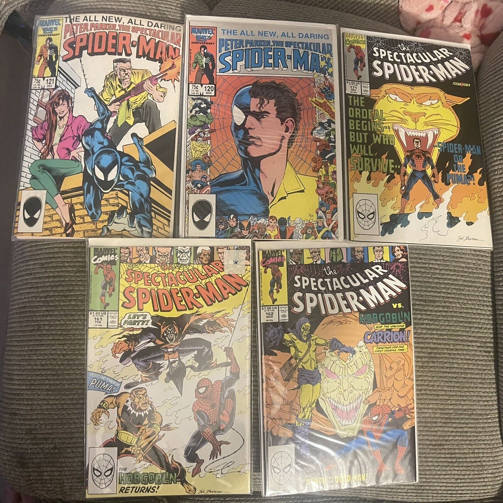 10 Vintage Marvel Comics Lot Spiderman 1986 1990 5 Different Issues