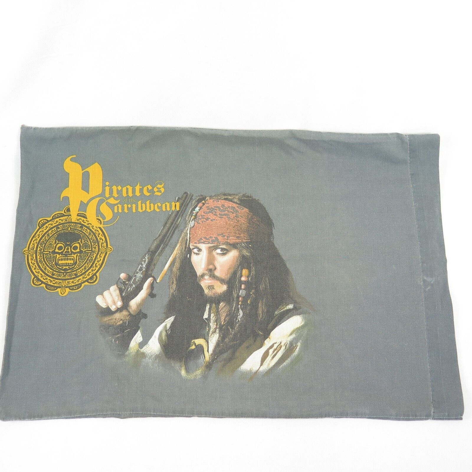 Pirates of Caribbean Pillowcase Johnny Depp Dead Man\'s Chest Disney Gray 2006
