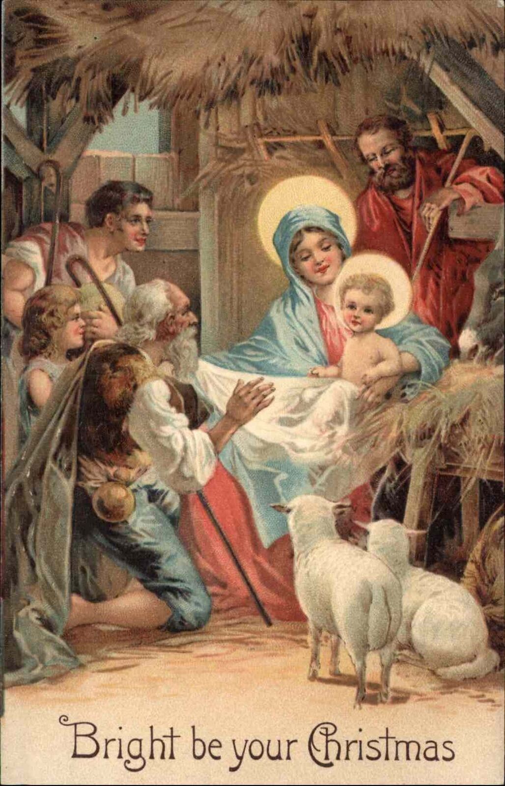 PFB Serie 11060 Nativity Baby Jesus Mary and Joseph c1910 Vintage Postcard
