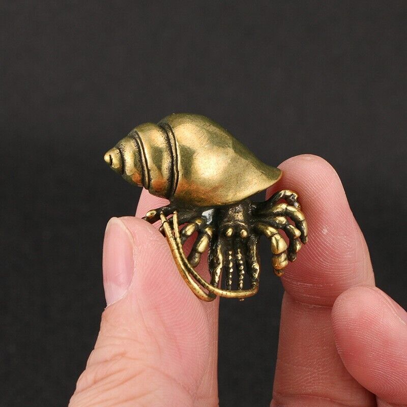 Solid Brass Hermit Crab Figurine Small Statue Home Ornament Animal Figurines