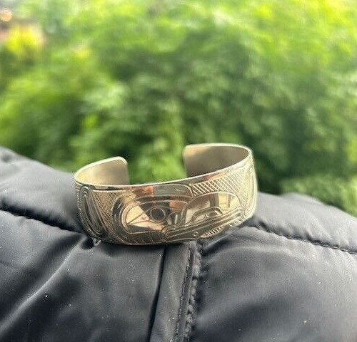 Northwest Coast Native Silver Raven bracelet cuff