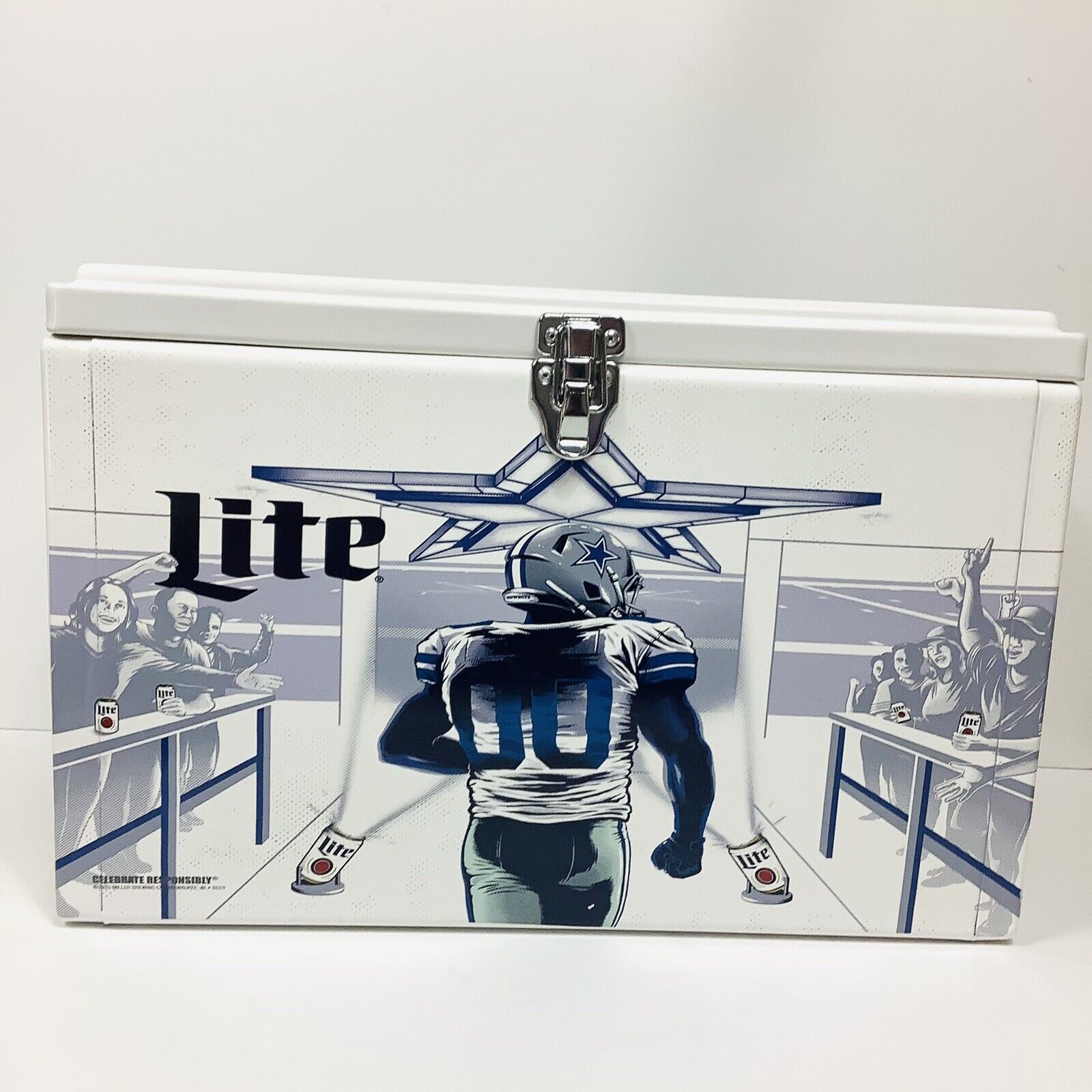 MILLER LITE DALLAS COWBOYS METAL ICE CHEST,NOT SOLD IN STORES,PROMOTIONAL  ITEM
