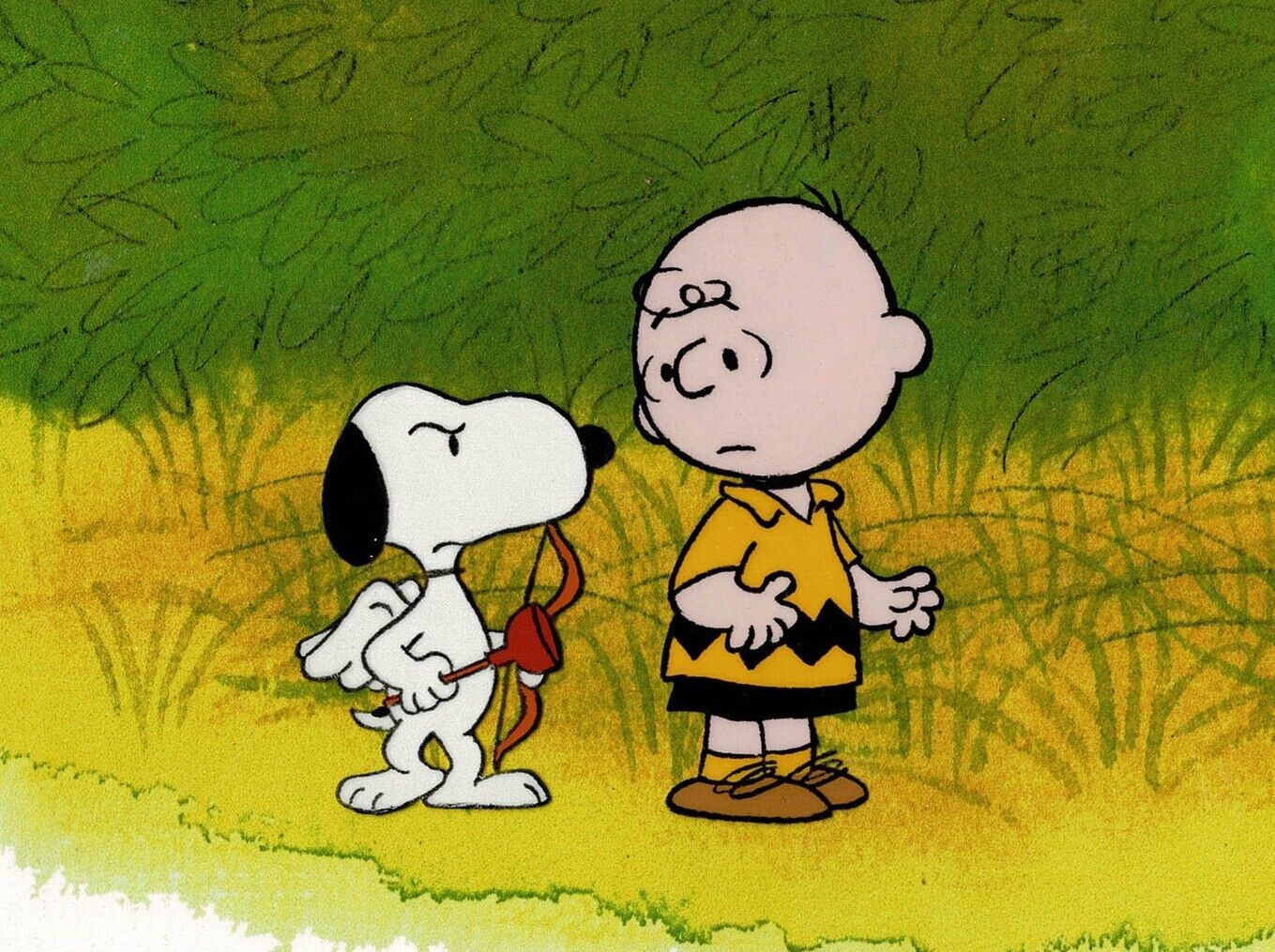 PEANUTS Be My Valentine Charlie Brown Snoopy Production Cel Setup 1975 sn35