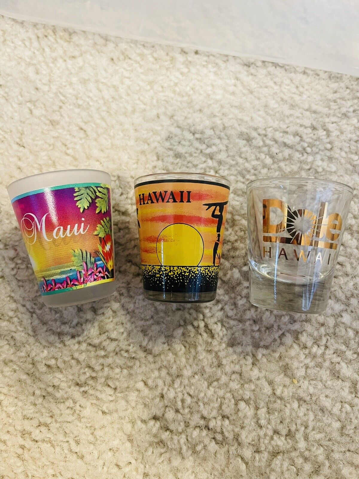 Set Of 3 Hawaii Shot Glasses